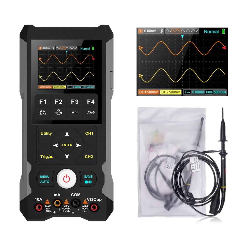 ET202D 3 w 1 oscyloskop cyfrowy multimetr źródło sygnału 2 Ch 250MSa/s częstotliwość próbkowania ręczny oscyloskop fo Test elektroniczny