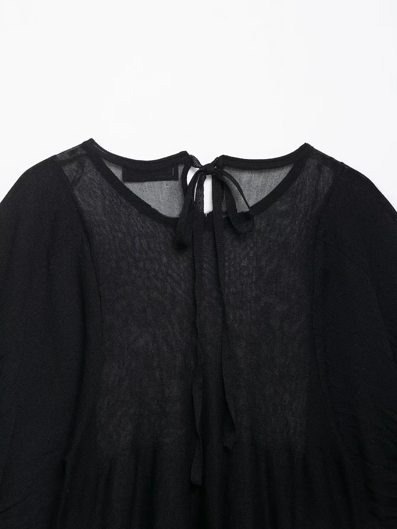 

Spring New Faion Long Stitched Embroidery Women's Sle irt Fine Needle Design Casual Loose Polyester Fiber round Ne