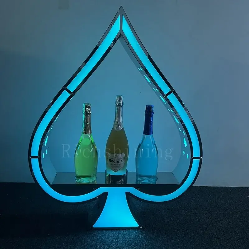 Big Size Ace of Spades LED Champagne Bottle Presenter VIP Wine Glorifier Display Holder for Bar Made of Metal Plastic Acrylic