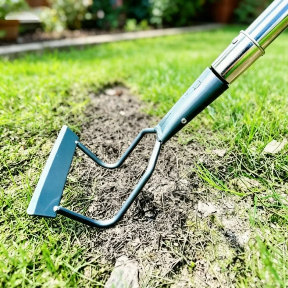 Rake Hoe Tool for Residential Gardeners Needing Grass Removal Soil Aeration and Bed Maintenance Without Complex Assembly
