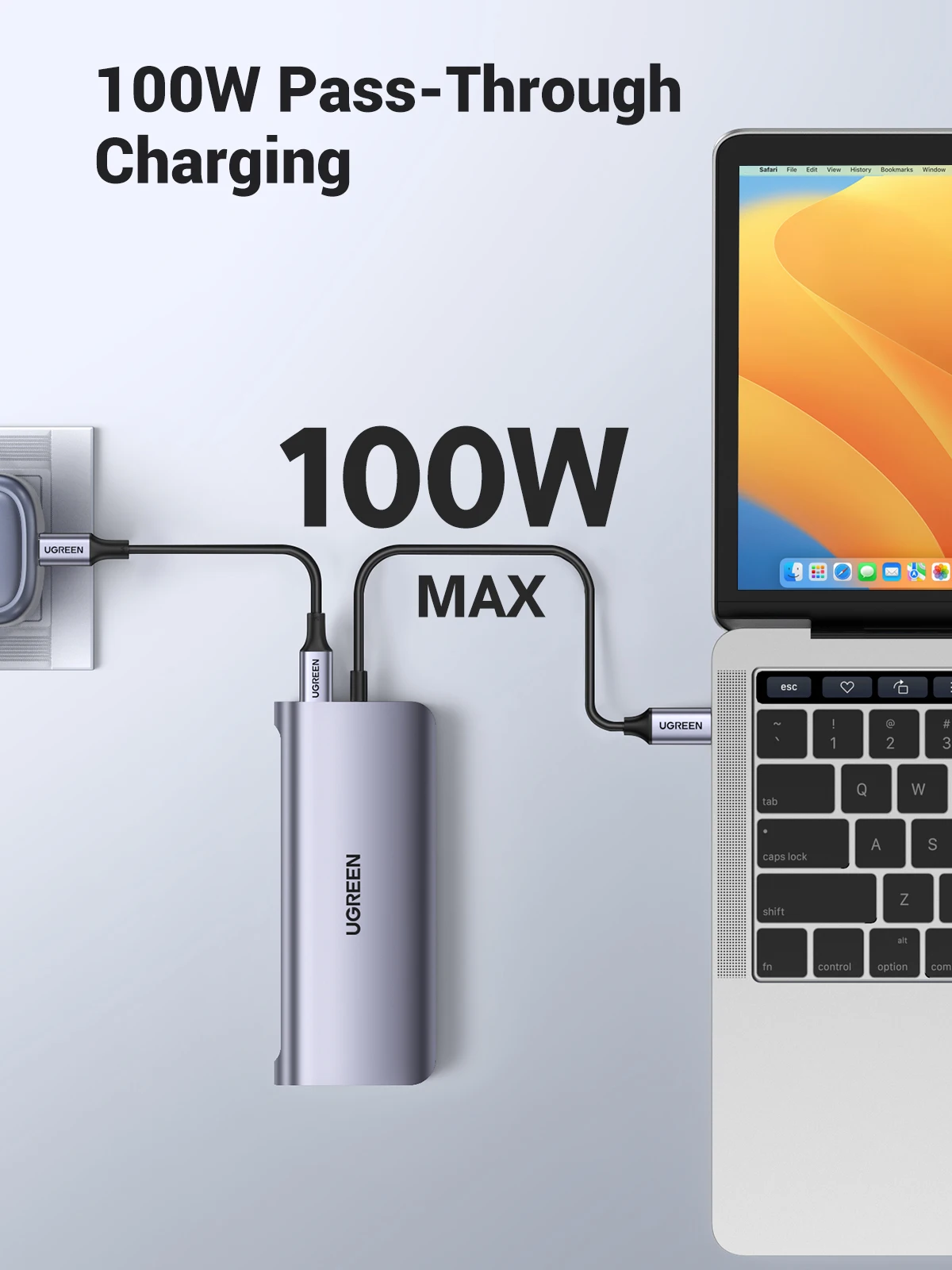 UGREEN USB HUB Dual Monitor Type-C to 4K HDMI VGA Gigabit RJ45 SD&TF USB3.0 Ports PD100W Dock for MacBook Dell HP Accessories