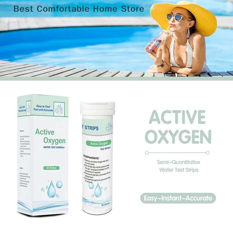 50pcs/pack Active Oxygen Detection Test Strips Widely Used Test Strips Kit For Swimming Pool Fishpond Detecting Water Pollution