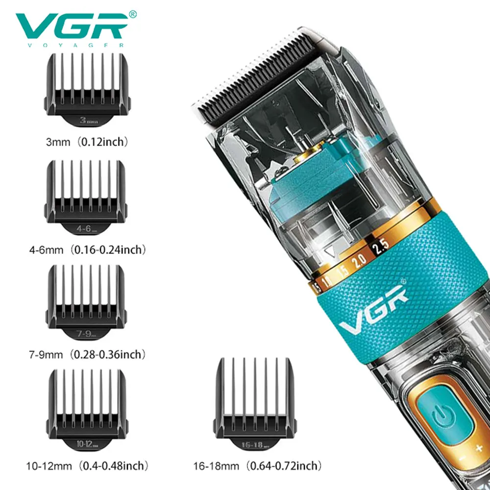 Vgr máquina de cortar cabelo profissional recarregável aparador de cabelo para homens máquina de corte de cabelo barbeador barbeiro acessórios corte machin barba