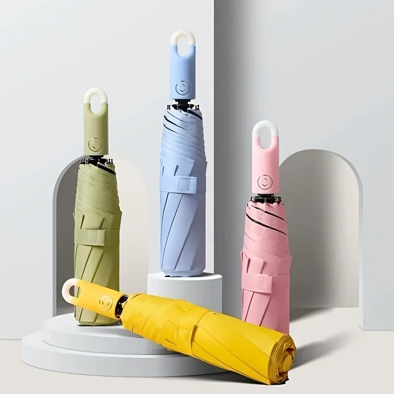 Fashion Windproof Light Folding Portable Casual Waterproof Rotating Lock Vinyl Automatic Umbrella