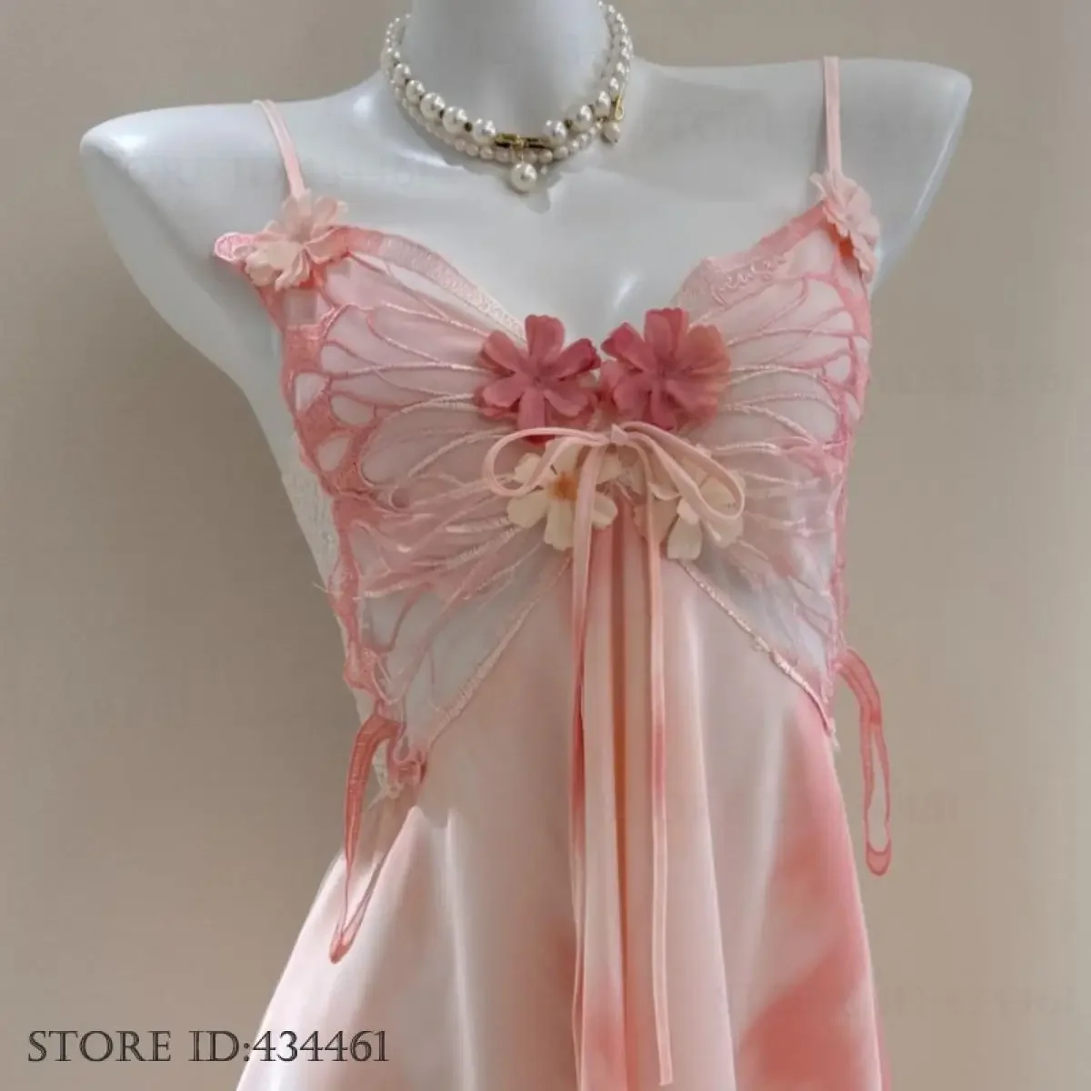 الجنية قزم الحمالة ثوب النوم الملابس الداخلية مثير فراشة الدانتيل قميص النوم باس النوم ملابس المنزل الصيف ملابس نوم نسائية جديدة #5