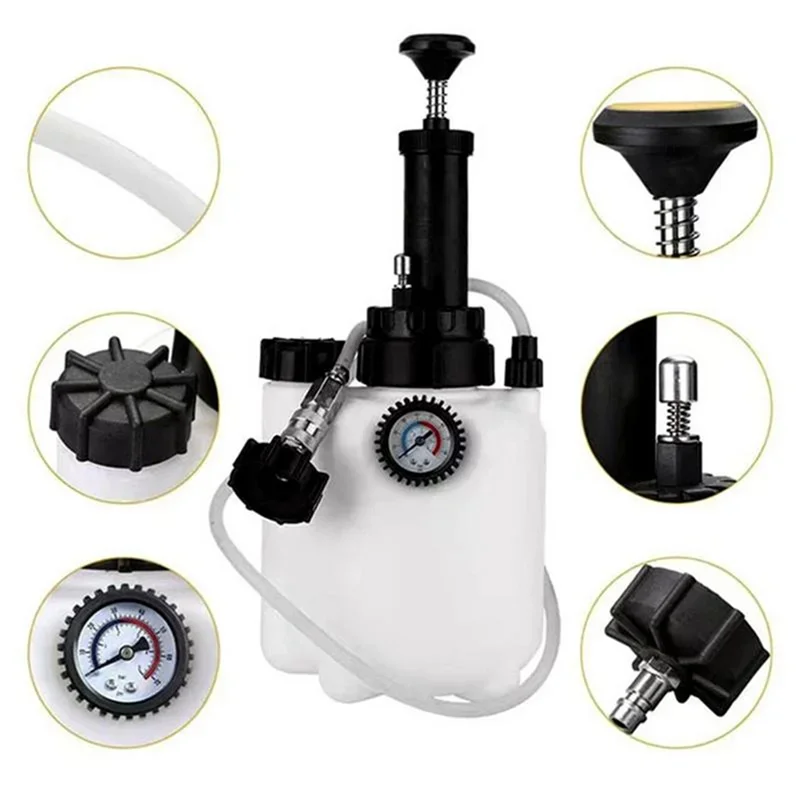 Manual 3L Vacuum Brake Fluid Bleeder Pressure Pump Car Brake Fluid Bleeding Kit Pneumatic Brake Flush System Machine