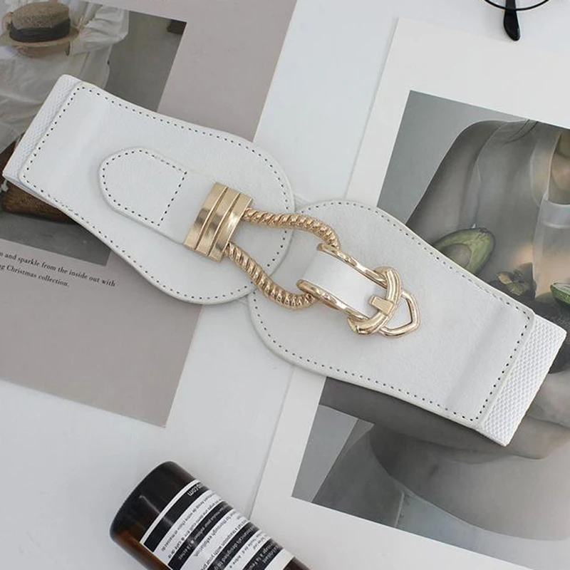 Women Fashion Luxury Big Buckle PU Leather Wide Waistband  display picture 1