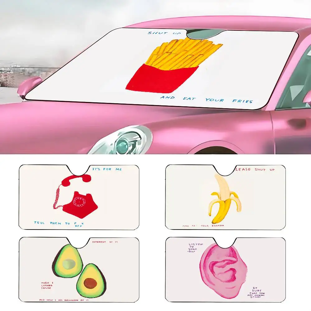 

Funny D-David Shrigley V-Visual Art Car SunShade Parasol Car Windshield Sun Shade UV Protection and Interior Cooler