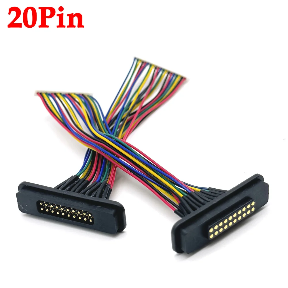 1 Set 2A 12-Pin 20-Pin DC Magnetischer Pogo-Pin-Steckverbinder mit Flachbandkabel Federkontakt DC-Stromanschluss