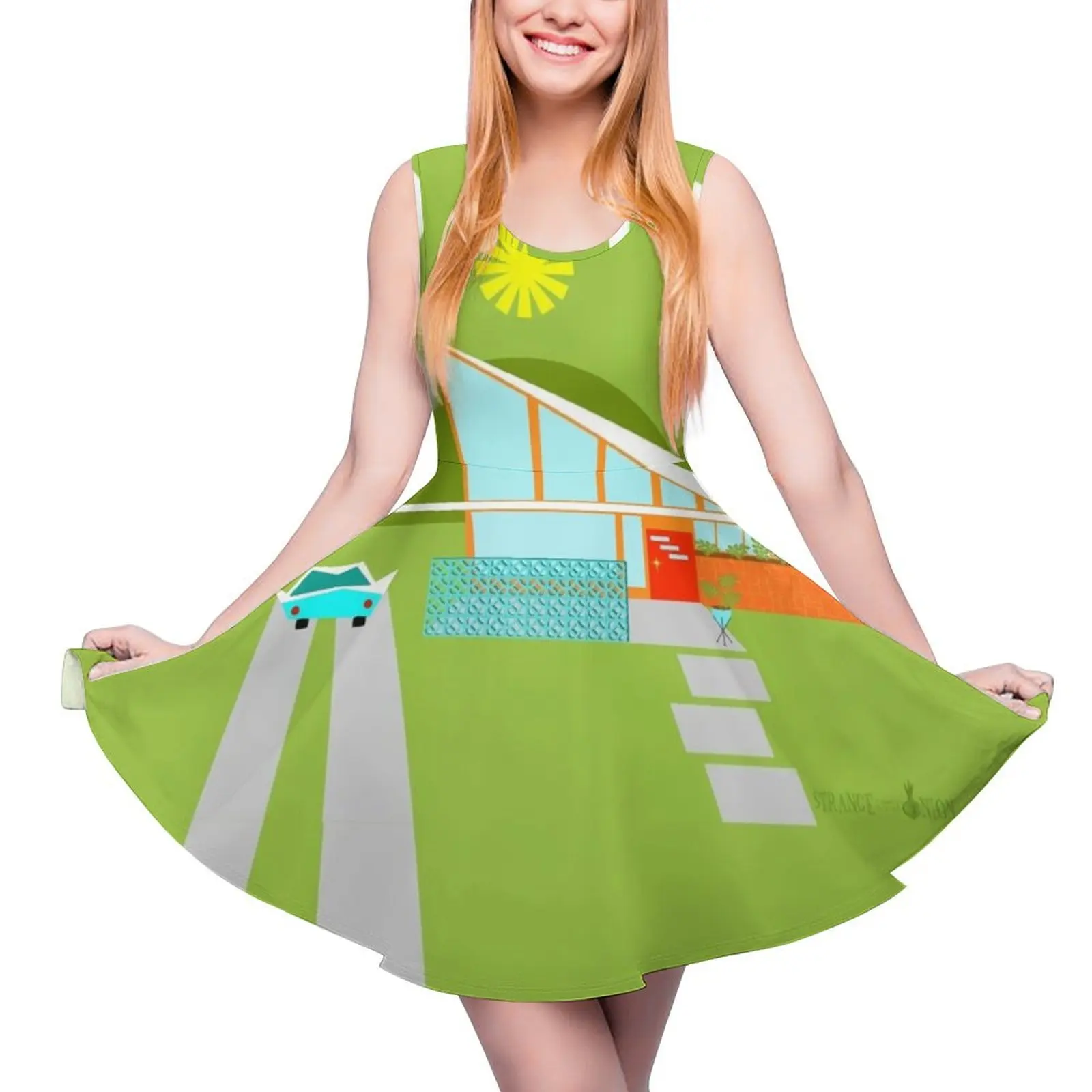 

Retro Palm Springs House Sleeveless Dress party dresses woman Summer women"s clothing