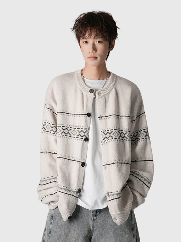 

Japanese Sle Thiened round Ne Open Cardigan Sweater Men's Faion Vintage Lazy Sle Knitted Sweater Autumn Outerwear