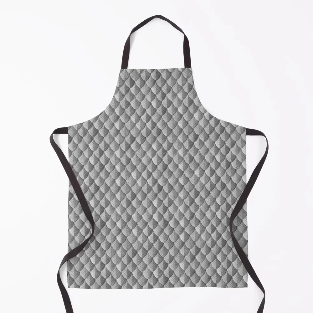 

Medieval Armor - Dragon Scales Feather Pattern - Silver Apron Trim Cloth For Man Haircut Kitchenware kitchen item Apron
