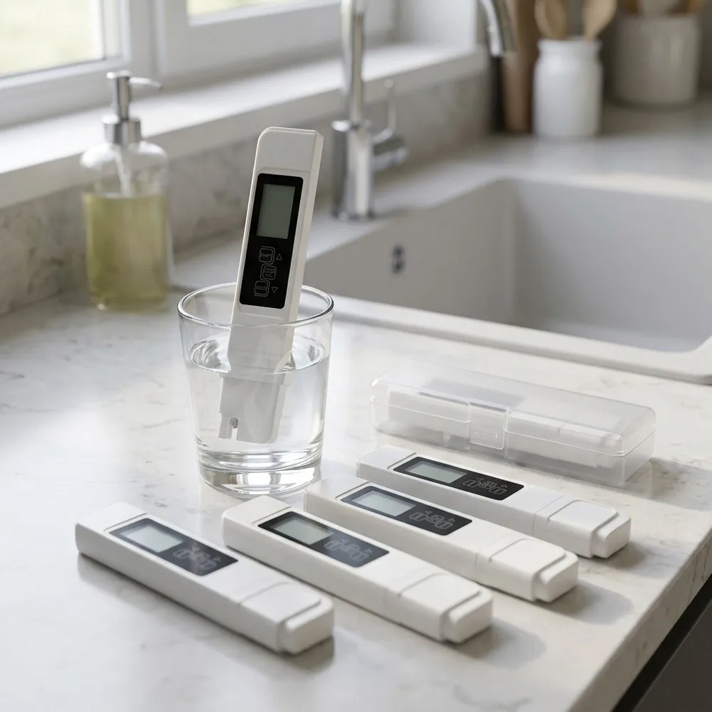 夜間の水質チェックに最適。4つの機能を1つにまとめた水質検査器。スマートなカラーディスプレイで、高コントラスト表示により読み取りが容易。
