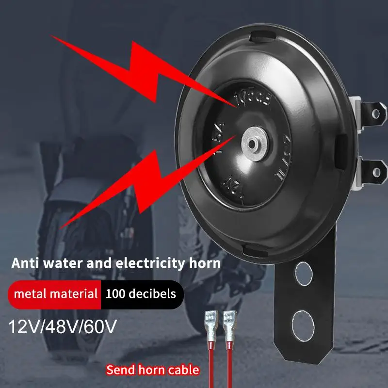 12V 48V 60V Motorcycle Horn Kit Universal Waterproof Loud Round Electric Speaker for E Scooter E Bike Upgrade Accessory - view 3