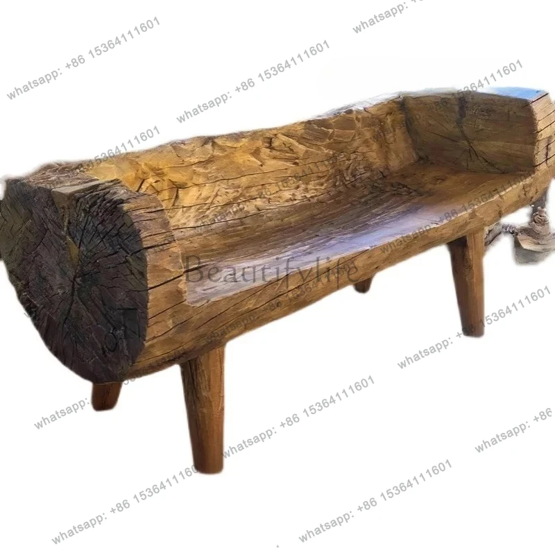 

Living room log double stool retro Chinese tea room master chair outdoor solid wood bench household dining table stool