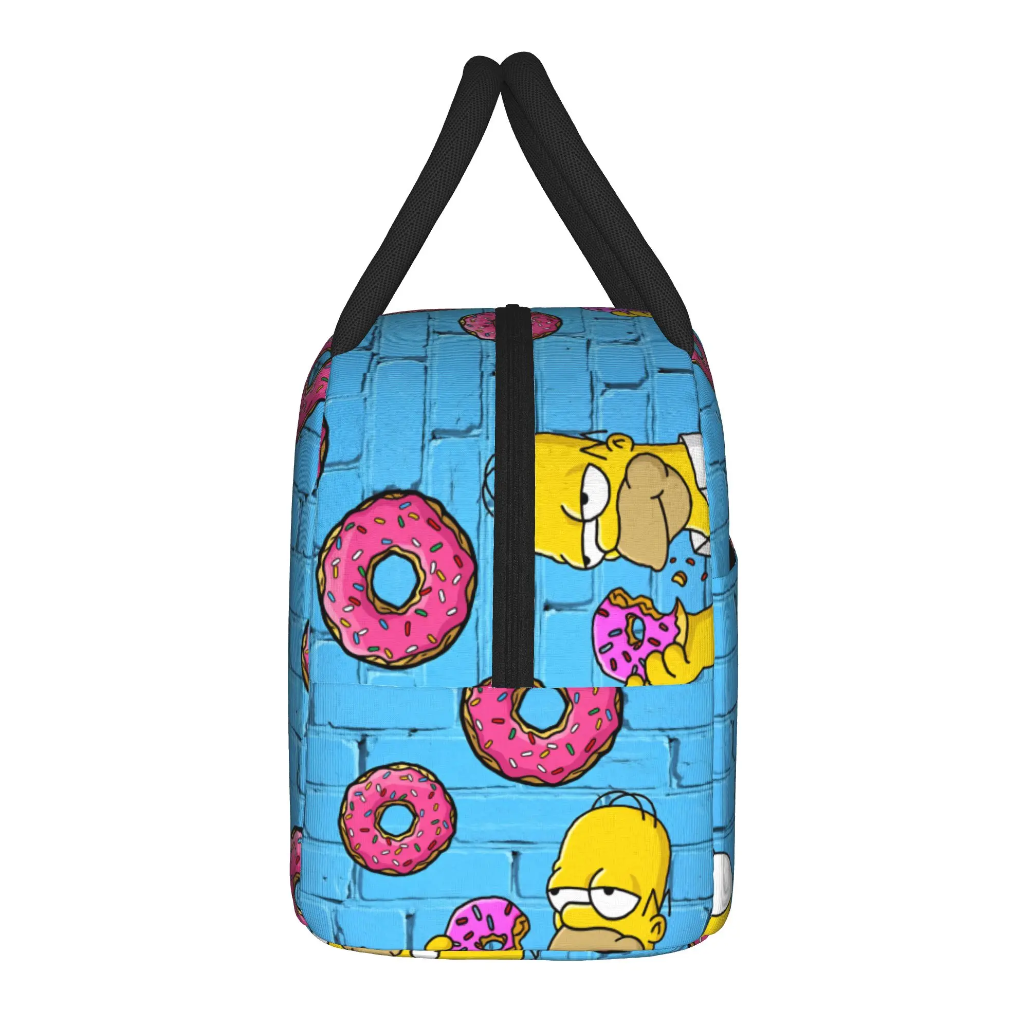 S-Simpsons Homer Donut Cartoon Lunch Bag Outdoor Picnic Lunch Box Child Casual Thermal Lunch Bags Oxford Portable Cooler Bag