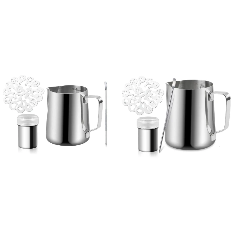 Sữa Không Khí Chảo Hơi Nước Inox-Bình Đựng Cà Phê Sữa Nghệ Thuật Latte Bột Bình Lắc Đổ Bình Cốc 918D