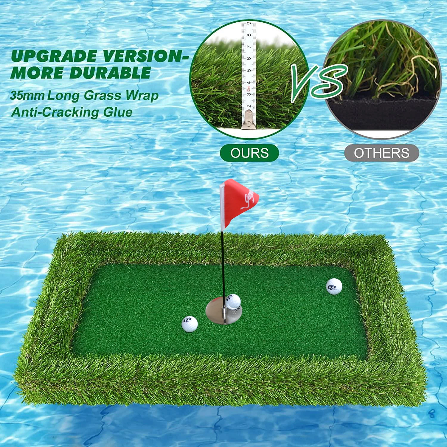 

Golf Game Floating Chipping Green Golf Turf Mat Set for Outdoor Backyard Swimming Pool Games