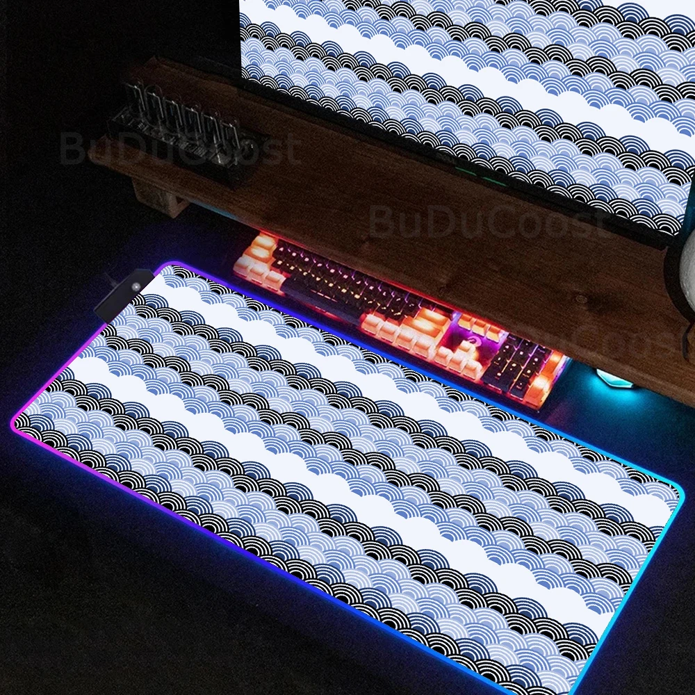 Alfombrilla de ratón con textura de nube, impresión de alta definición, XXL, retroiluminación RGB, Accesorios de ordenador grandes para juegos, 400x900x4