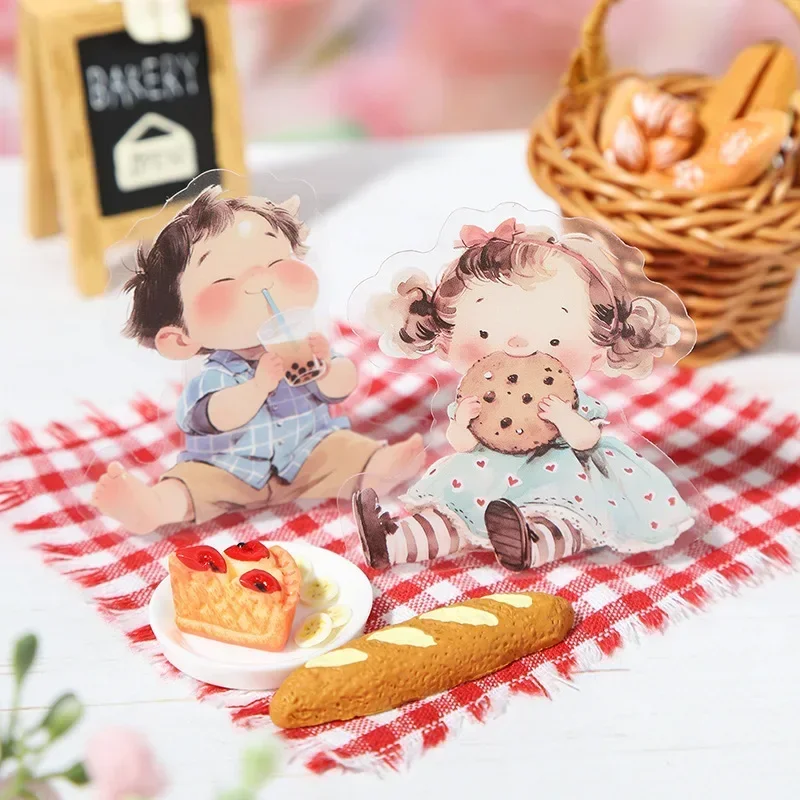 15sheets Writing Background PET Stickers Supplies Childhood Series Character Cute Decoration Reading Character Alien 126*85mm