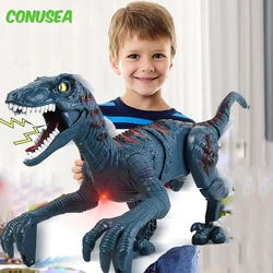 Remote Control Dinosaur Toys Kid 8Ch 2.4G Radio Controlled Velociraptor Toy Imitates Walking and Sounds Shaking Head Toy for Boy