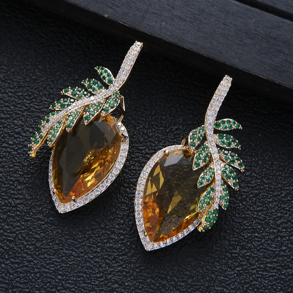 

Luxury New Trendy Love Water Drop Earring For Women Wedding Party Indian Dubai Bridal Jewelry Boucle D'oreille Femme Gift E10149