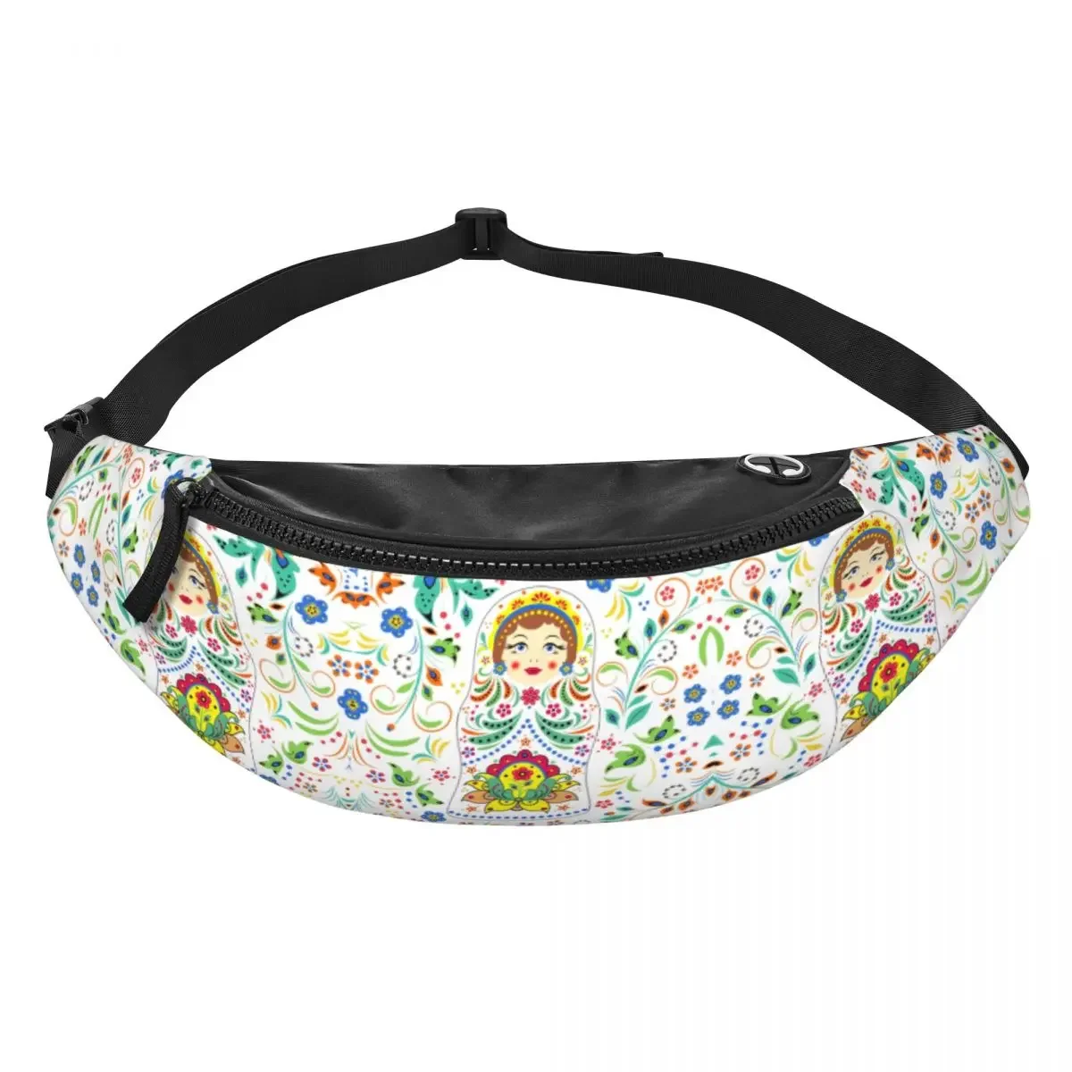 Russia Matryoshka Doll With Flowers Pattern Fanny Pack for Travel Hiking Women Men Crossbody Waist Bag Phone Money Pouch