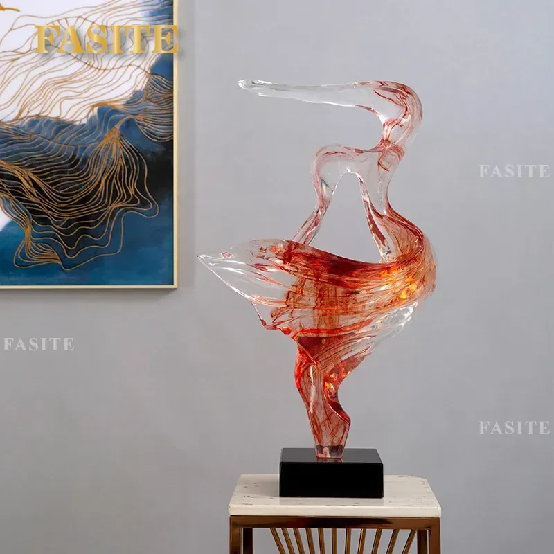 For Modern Minimalist Abstract Art Transparent Resin Sculpture Ornaments Soft Decoration Crafts for Living Room Porch Model