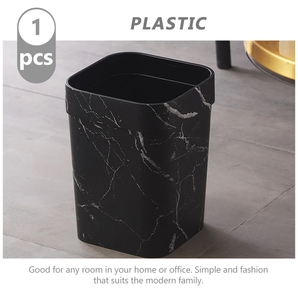 Black Bathroom Decor Marble Trash Can Garbage Car Square Office Black Bathroom Decor Plastic for