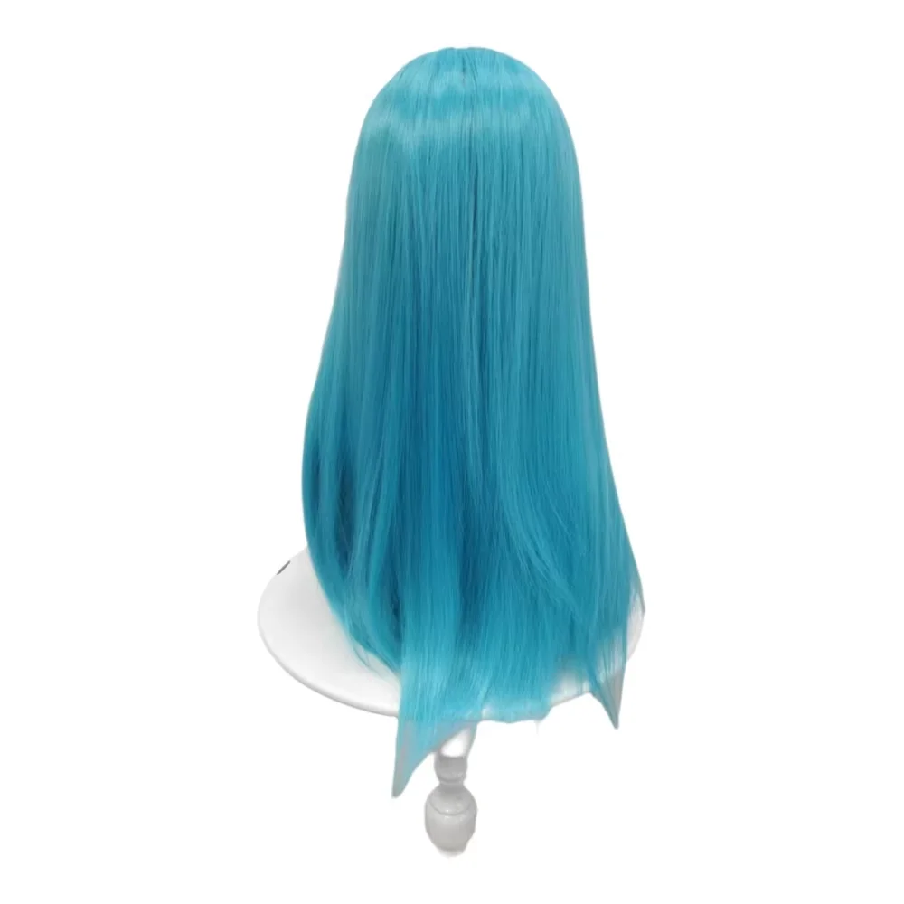 Women's Blue Long Straight Synthetic Wig with Bangs