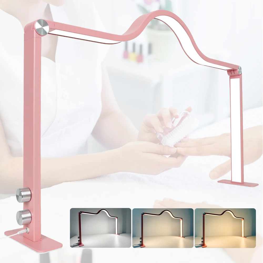 35W Upgraded Half Moon Light 32In Foldable Nail Tech Lamp 3000-6500K Brightness Adjustable LED Nail Light for Desk Eyelashes