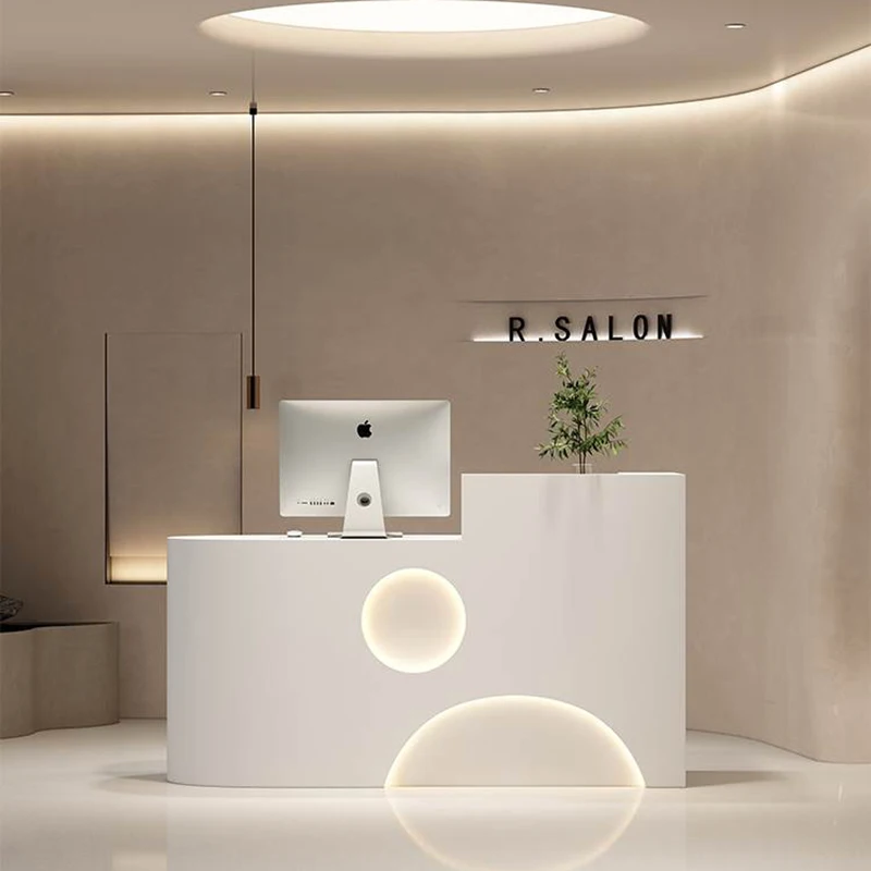 

Illuminated Corner Reception Desks Nordic Small Modern White Reception Desks Design Luxury Mostrador Negocio Bar Furniture