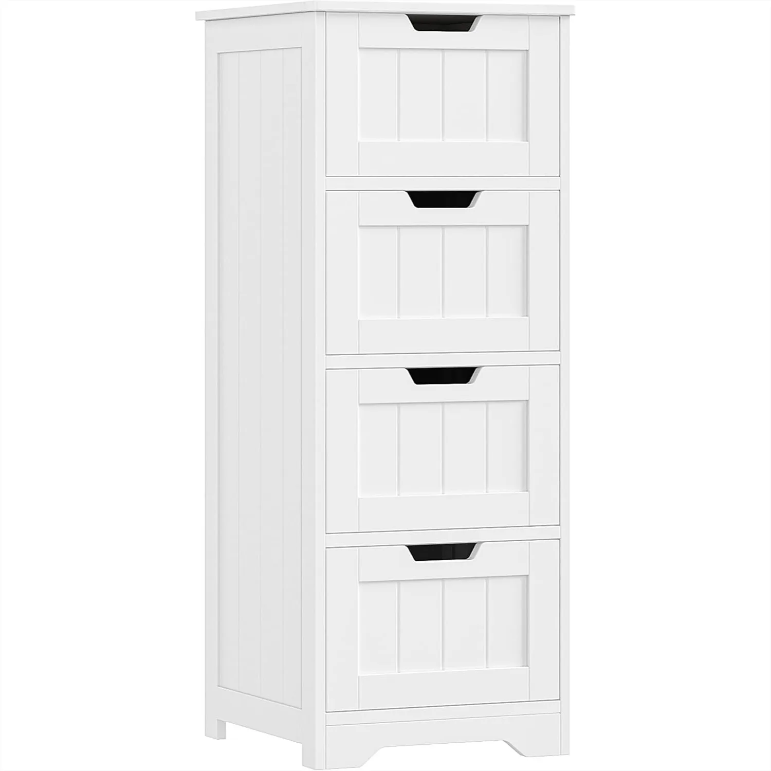 

Bathroom Storage Cabinet with 4 Drawers, Freestanding Floor Organizer for Entryway, 11.8x11.8x32.5 Inches White