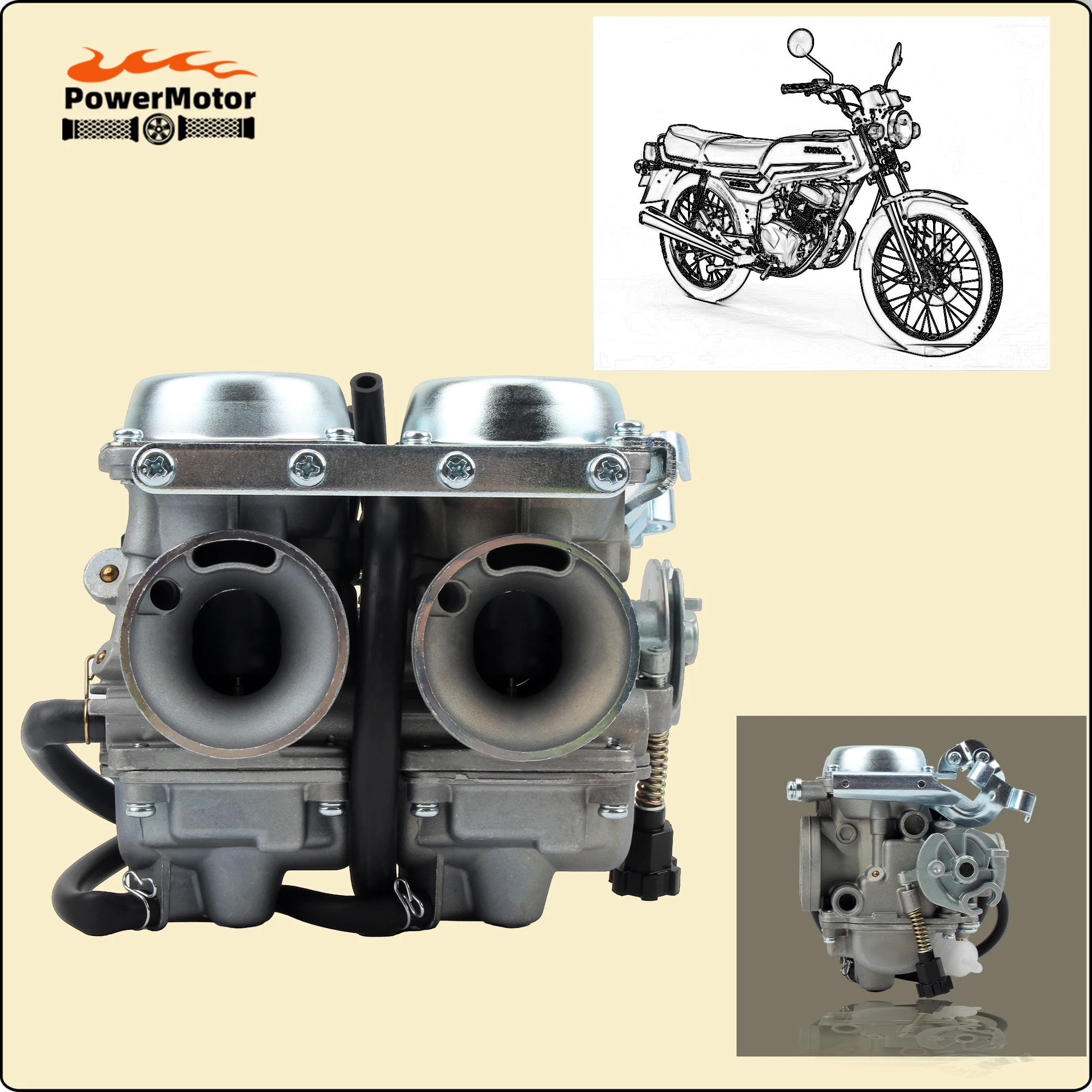 

For Honda Rebel CA250 Motorcycle Twin Cylinder Carburetor CB250T CBT250 CMX250 250cc CBT125 CBT150 ATV Dirt Pit Bike Accessories