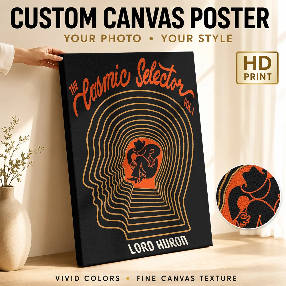 Lord Huron The Cosmic Selector Framed Canvas Print Personalized Photo Detailed Illustration Wall Art For Home Recording Studio