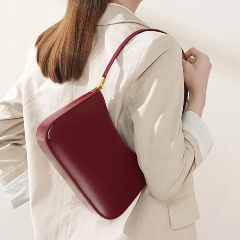 2025 جديد النمط الفرنسي الرغيف الفرنسي حقيبة كتف جلد طبيعي خمر تحت الإبط محفظة المتخصصة موضة التنقل حقيبة يد للنساء #4
