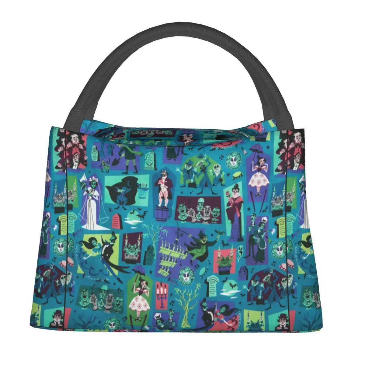 Haunted Mansion Lunch Bag Cartoon Cute Lunch Box Picnic Portable Thermal Tote Handbags Print Cooler Bag