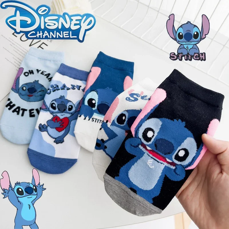 

Disney Lilo & Stitch Short Socks Children Cute Anime Stitch Pattern Embroidered Socks Comfortable Breathable Boat Sock Kids Gift