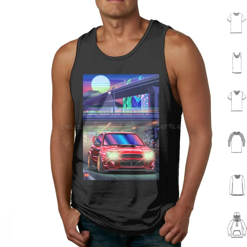 

Synthwave Red Impreza Wrx Sti Blob Eye Tank Tops Print Cotton Vaporwave Synthwave Outrun Neonwave Retrowave