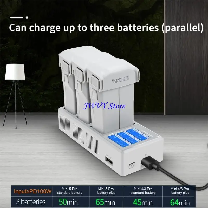 573A Highly Power 3Channel Battery Charging Station With LCD Display For Mini5/4/3Pro Battery