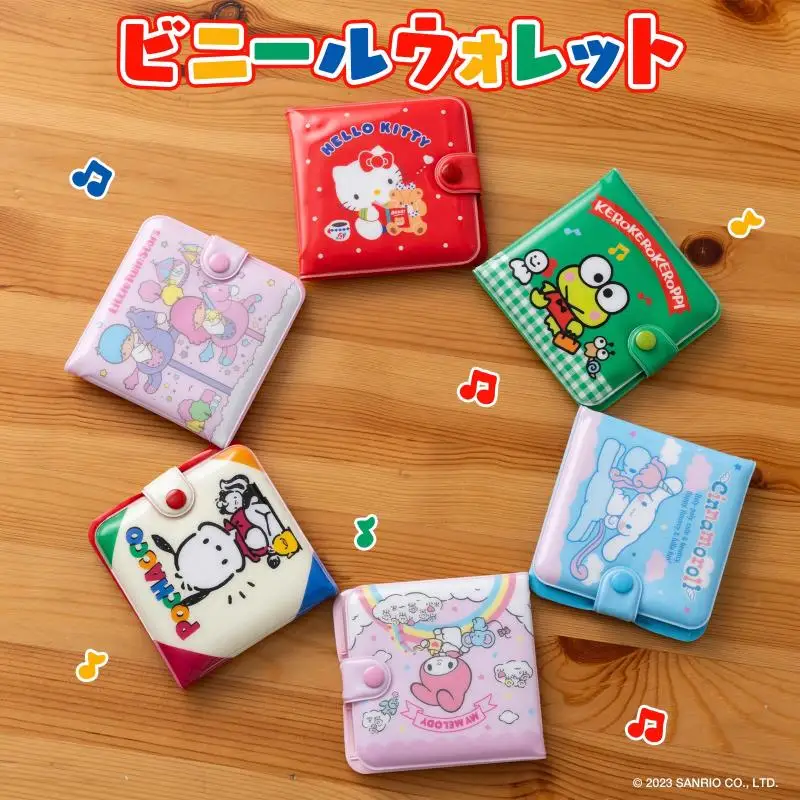 Sanrio Cartoon Square Wallet Coin Purse Kuromi Mymelody Cinnamoroll Pochacco Keroppi Kawaii Anime Plush Toys Girl Birthday Gift