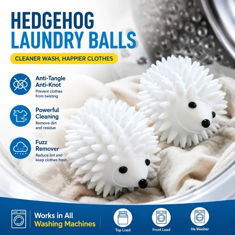 Mini Hedgehog‑shaped Laundry Balls Household Washing Gadget Prevent Garment Tangling Knotted Friction Damage Trap Lint Pet Fur