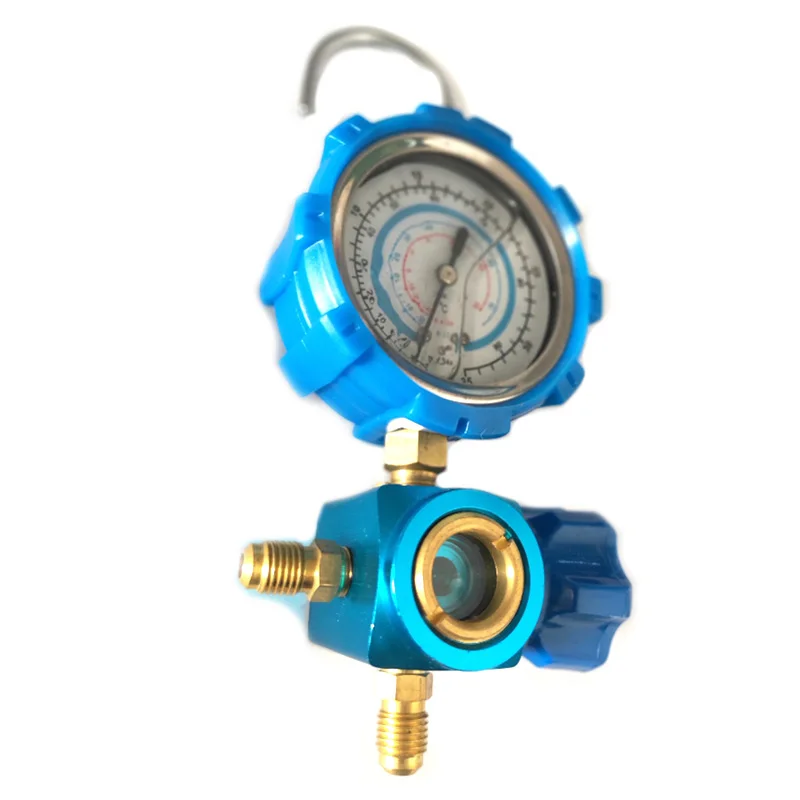 R410A R22 R134A Refrigerant High/Low Pressure Gauge 1/4 Auto Car Air Conditioning Refrigerant Pressure Gauge Tool Blue