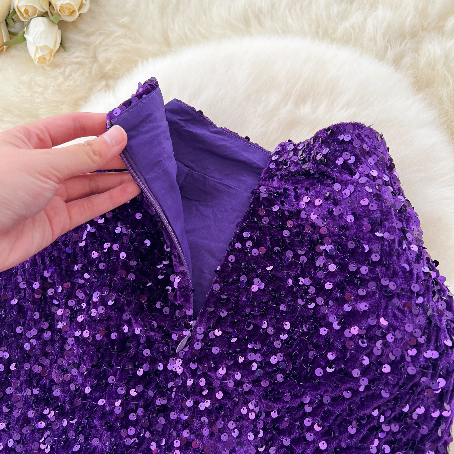 Mulheres chique glitter veludo lápis saia de cintura alta elegante moda envoltório saia outono inverno roupas