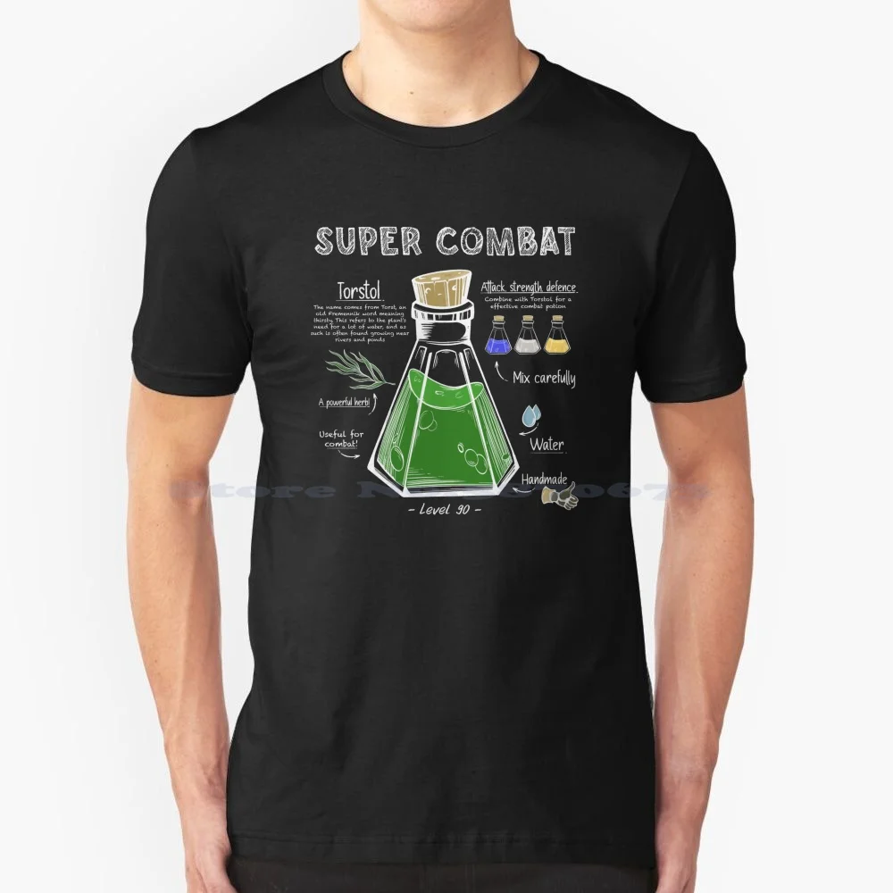 Super Combat Potion Recipe T Shirt 100% Cotton Tee Old School Osrs Meme Artistic Imp 2007scape Rs07