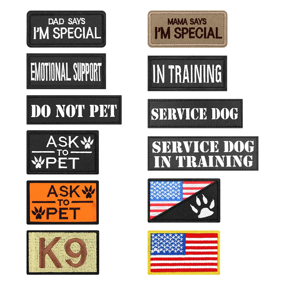 1 Piece Tactical Patch Bundle For Dog Harness Collar Vest Personalized Patches Tags Sticker K9 Label Custom Name ID Service Dog