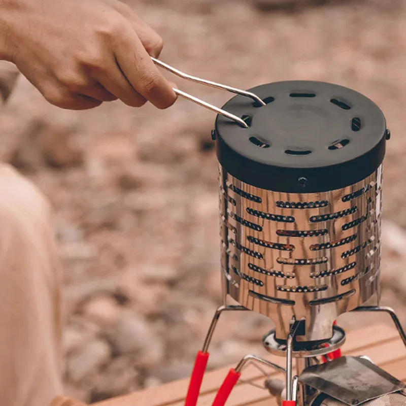 التخييم في الهواء الطلق غطاء التدفئة الصغيرة الفولاذ المقاوم للصدأ مكافحة تحرق معدات التدفئة التخييم خيمة سخان غطاء الفرن المعدات #3