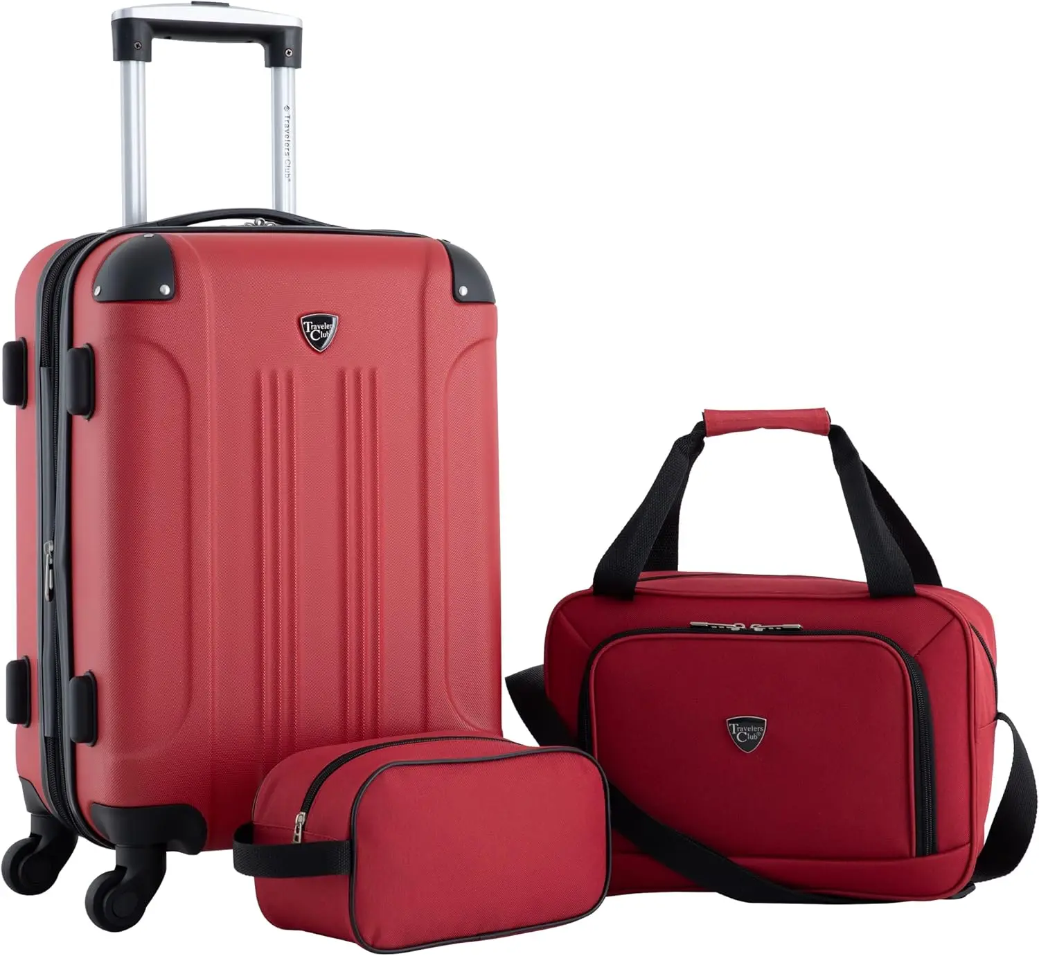 

Chicago Hardside Expandable Spinner Luggage Set, Red, 3-Piece Travel Suitcase for Easy Mobility