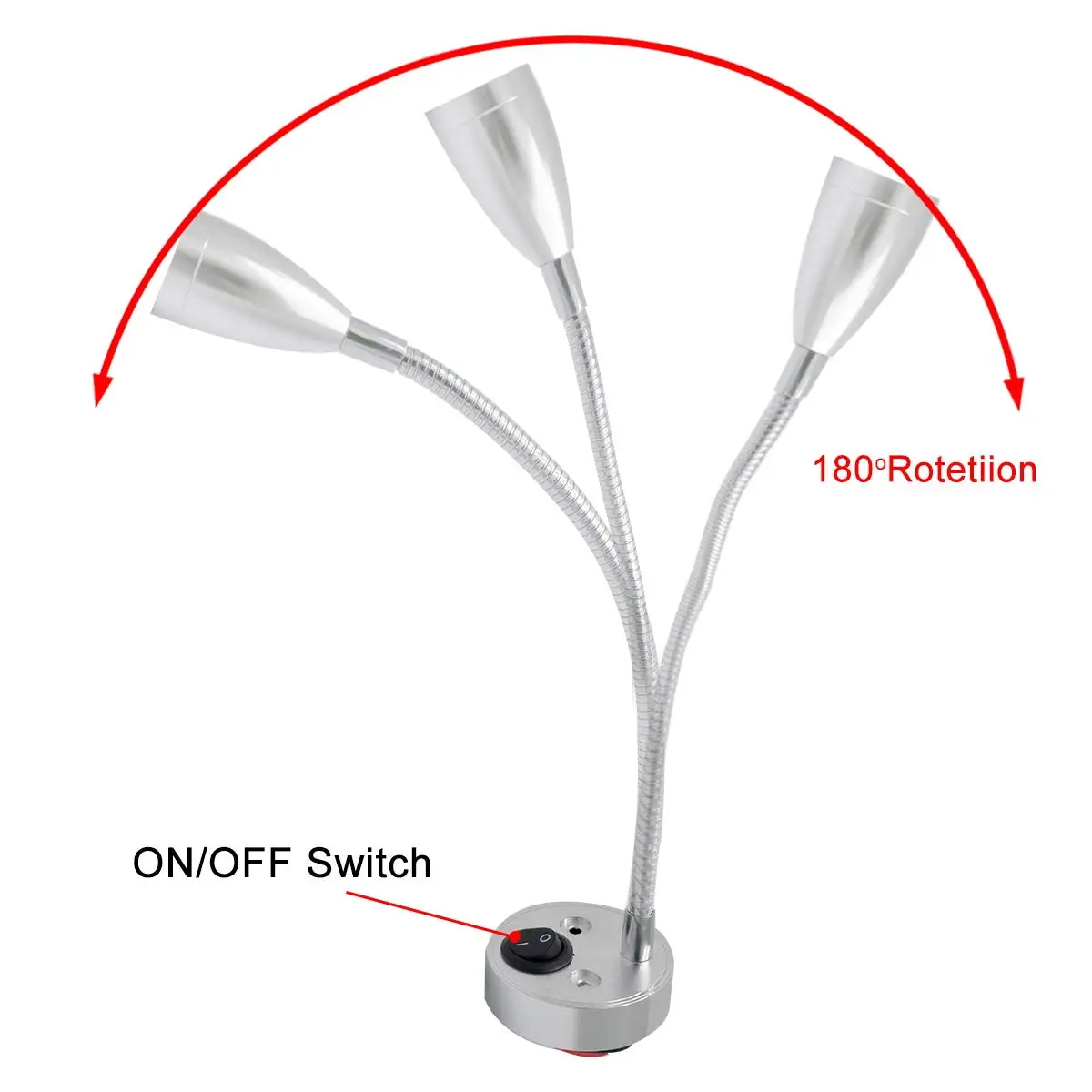 

2Pcs Caravan 12V LED Spot Reading Light Switch Universal Hose Bedside Spotlight Camper Van For Boat Motorhome RV Lights