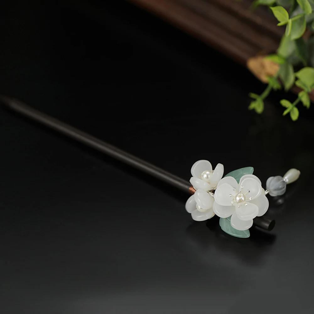 Forcina per capelli retrò con bacchette per capelli Tassek in legno di sandalo perlato per Hanfu Cosplay Gioielli per capelli con decorazioni Cheongsam cinesi